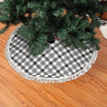 Jupe de sapin de Noël à carreaux noirs et noirs, 91 cm (36 pouces)