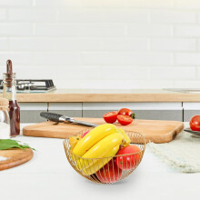 Fruta Bowl com grande capacidade metal estilo nórdico fio cesta de frutas decorativo elegante