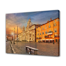 Római Piazza Navona obeliszk vászonposzter 12x18 hüvelyk