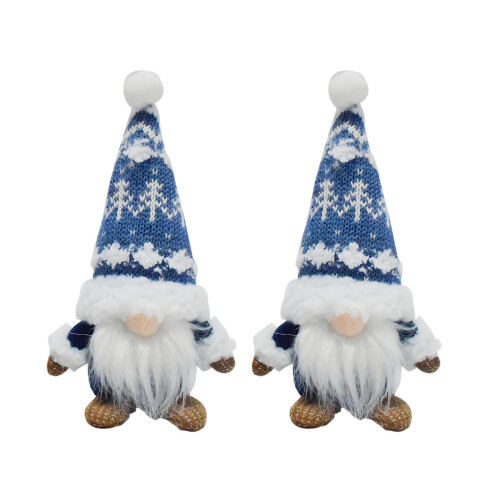 Blue Dwarf Christmas Ornament with Snowflake Design (2-Pack)