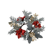 Weihnachtskerzenring mit Beeren und Tannenzapfen, Grau, 9,8