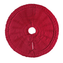 Jupe de sapin de Noël rouge bordeaux en maille torsadée 152 cm
