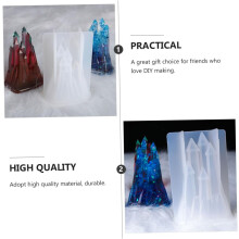 Molde de silicone de castelo 3D para resina epóxi de cristal DIY, silicone de grau alimentar, molde detalhado de forma de castelo
