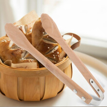 Wooden Food Tong Serving Tool with Ergonomic Design and Breakage Resistance Brown Wood