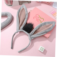Acessórios de cabelo animal de traje de burro conjunto com peluche burro orelhas banda de cabeça e cauda tamanho ajustável ajuste confortável