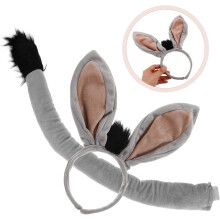 Donkey Costume Animal Hair Accessories Set with Plush Donkey Ears Headband and Tail Adjustable Sizing Comfortable Fit