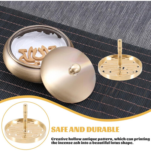 Incense Press Mold Incense Shaping Mold Lotus Shape Brass with Brass Handle Classical Pattern Printing
