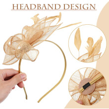 Elegant Vintage Style Fascinator Hat Hair Clip for Women with Golden Jute Material