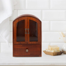 Meuble de bureau en bois avec portes vitrées et tiroir, organisateur de rangement pour comptoir
