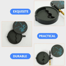 Peixe em forma de tampa azul caligrafia tinta pedra 4 polegadas padrão orquídea moagem tinta