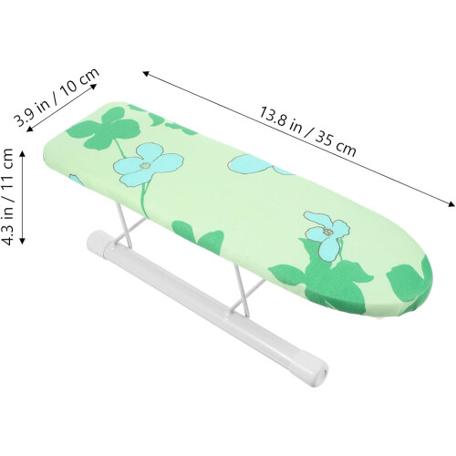 Foldable Mini Tabletop Ironing Board with Sleeve Stand, Small Household Ironing Frame in Green Leaf Design 1