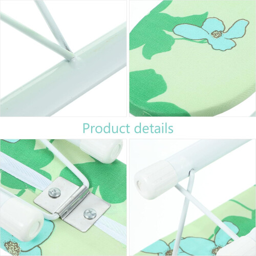 Foldable Mini Tabletop Ironing Board with Sleeve Stand, Small Household Ironing Frame in Green Leaf Design 2