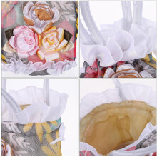 Bolsa de embreagem floral em forma de flor para mulheres bolsa bordada cordão e alça