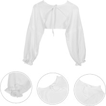 Bufanda de cuello moderna, chal refrescante, manga corta, cárdigan corto de malla, camisa con cuello para mujer