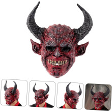 Mască de corn de diavol pentru Halloween, cosplay, mască de groază cu față înfricoșătoare pentru petreceri mascate