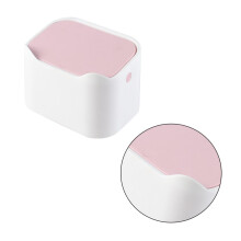 Poubelle de bureau en plastique rose, multifonctionnelle, avec couvercle et mini-poubelle élégante