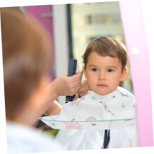 Kinder-Haarschneideumhang für Kinder von 1-10 Jahren, antihaftbeschichtete Haarschneideschürze mit Meeresmotiv