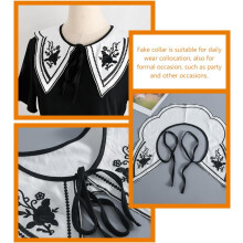 Odpinany kołnierzyk z koronki haftowanej, szykowny design, czarny, dla kobiet, bawełniany, sztuczny kołnierz, wyjątkowy