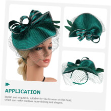 Grüner Leinen-Fascinator-Hut mit Haarband für Damen, elegantes Haaraccessoire für Teepartys