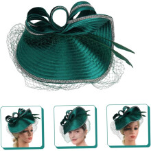 Diadema tocado de lino verde para mujer, accesorio elegante para el cabello para fiestas de té.