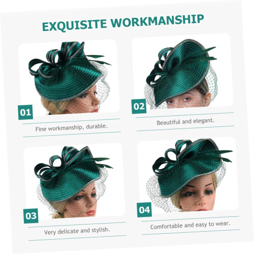 Fascia per capelli da donna in lino verde, accessorio elegante per tea party.