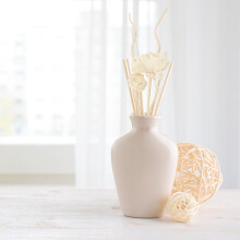 Aromatherapie diffuserstaaf van rotan, 12 cm, bloemvormig, natuurlijk hout, navulling