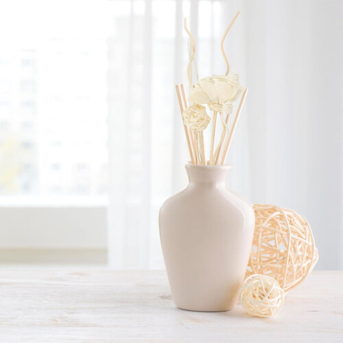 Aromatherapie diffuserstaaf van rotan, 12 cm, bloemvormig, natuurlijk hout, navulling
