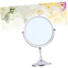 Espejo de maquillaje con aumento y laterales para tocador, ideal para rutinas cosméticas. Diseño blanco que se adapta a la decoración.