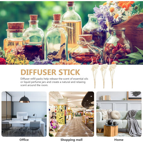 Aromatherapy Replaceable Stick Rattan Diffuser Rod 12cm Natural Wood Flower-Shaped Diffuser Refill