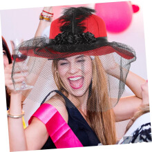 Red Mesh Fascinator Hat Women’s Bridal Wedding Headwear Elegant Party Banquet Hair Accessory
