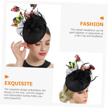 Svart sommerfuglfascinator for kvinner i mage- og polyesternettmateriale