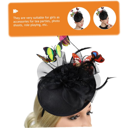 Black Butterfly Fascinator for Women Abs and Polyester Mesh Material