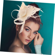 Retro Plymhårband för kvinnor Elegant Fascinator Håraccessoarer Nätdekoration Tebjudning Bröllop Ljusgul