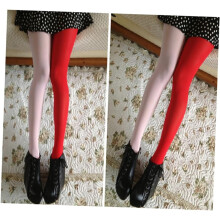 Doppelfarbige AB-Splice-Strümpfe für Damen, asymmetrische Strumpfhose in Rosa und Rot mit elastischem Bund, Bonbonfarbenes Design