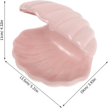 Portagioie in ceramica a forma di conchiglia rosa, organizer per gioielli, contenitore aperto per gioielli.