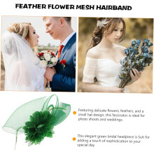 Elegant Flower Headpiece with Mesh Ribbons for Women Green Fascinator Hat Hair Accessory