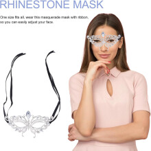 Legering Strass Silver Fest Ansiktsmask Glänsande Pannband Huvudbonad