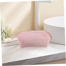 Bolsa de aseo pequeña y mullida, organizador de cosméticos y maquillaje, neceser de viaje con cremallera.