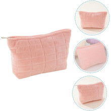 Tragbare Kosmetiktasche mit großem Fassungsvermögen, Plüsch-Make-up-Etui, Reise-Toilettenartikel-Organizer für Frauen, Badezimmer