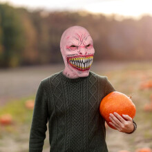 Halloweenská strašidelná zlá démonická maska, lehká latexová s pohyblivými ústy, realistický strašidelný tvar obličeje