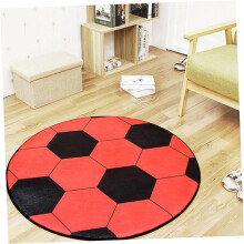Fußballförmige Fußmatte, 80 cm Durchmesser, orange, Stuhlkissen für Bürostühle, Computerstühle, Teppichschutz, Schreibtisch-Fußmatte