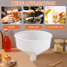 Entonnoir de cuisine en plastique de grande taille pour le transfert de liquides, avec une large ouverture.