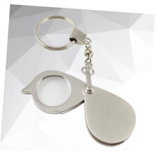 Bärbar optisk förstoringsglas med metall, levande handtag, vikbar lins, nyckelring ingår