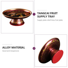 Vassoio decorativo vintage in lega per frutta, dalla forma semplice, ideale per offerte al tempio e come elemento decorativo per la stanza.