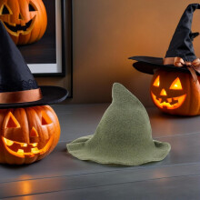 Halloween Witch Hat for Women and Men Green Wool Blend Sorcerer Hat