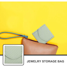 Kleine grüne Schmuck-Reisetasche aus PU für Ringe, Ohrringe, Halsketten und Armbänder