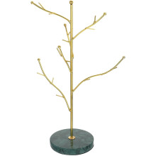 Soporte de joyería de mármol con forma de árbol, organizador para tocador, perchero colgante, detalles metálicos, almacenamiento para dormitorio