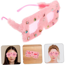Lunettes de soleil douces en peluche ornées de strass, style œil de chat, parfaites pour les soirées punk et les bals masqués.