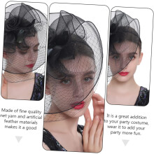Floral Facinators Hair Headwear Elegant Gauze Headdress for Girls Women Party Black