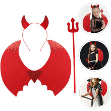 Ensemble de déguisement de diablesse : bandeau, fausses ailes et fourchette, accessoire pour spectacle, cosplay d'Halloween